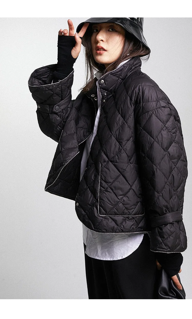 FTLZZ Winter New Ultra Light Short Jacket New Women 90% White Duck Down Coat Single Breasted Parkas Loose Keep Warm Snow Outwear