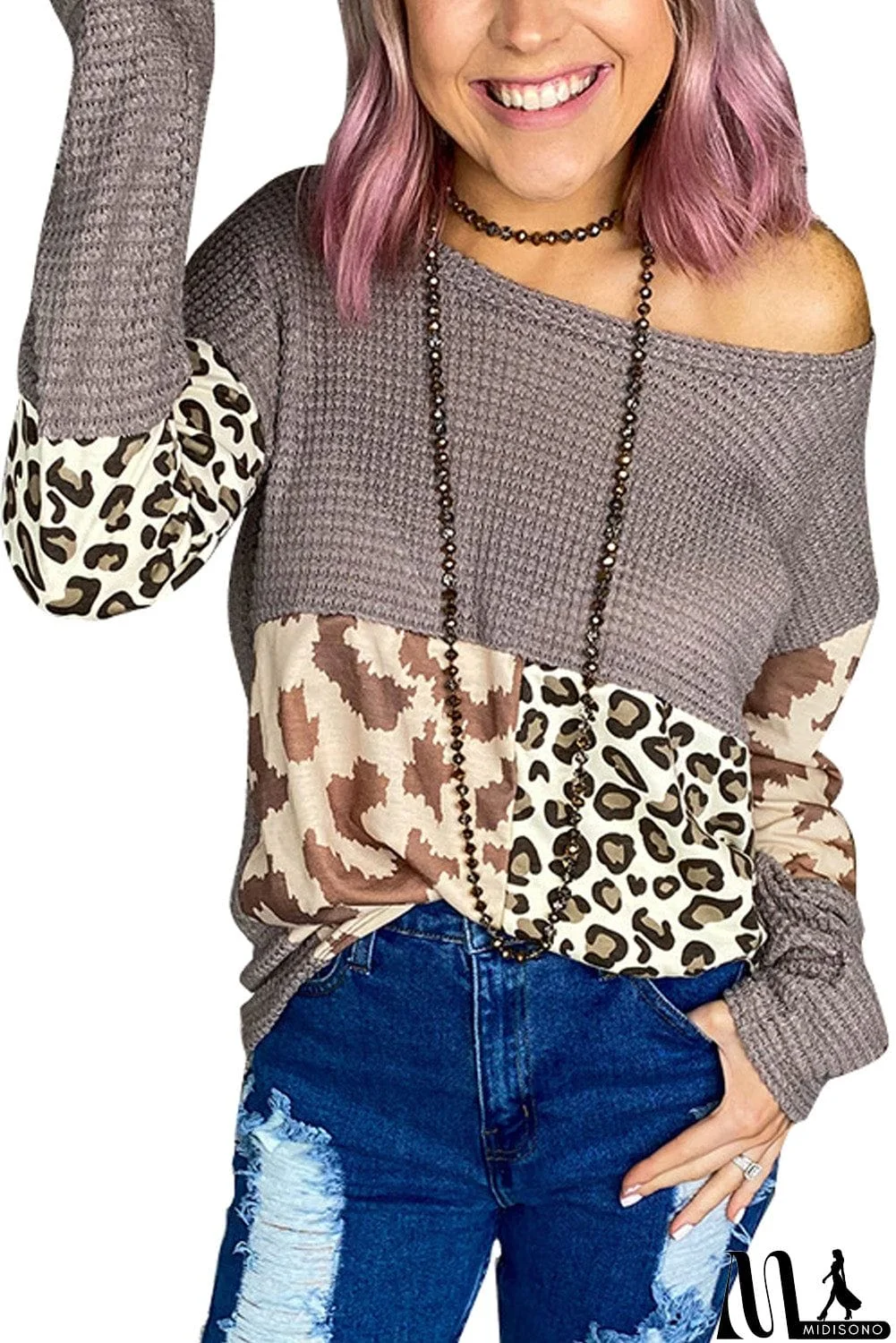 MidiSono - Splicing Waffle Blouse