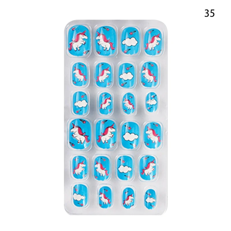 24PCS/box Children/adult Cartoon Candy Fake Nails Full Coverage Self-adhesive Nail Polish Cute Girl Manicure Decoration CL02