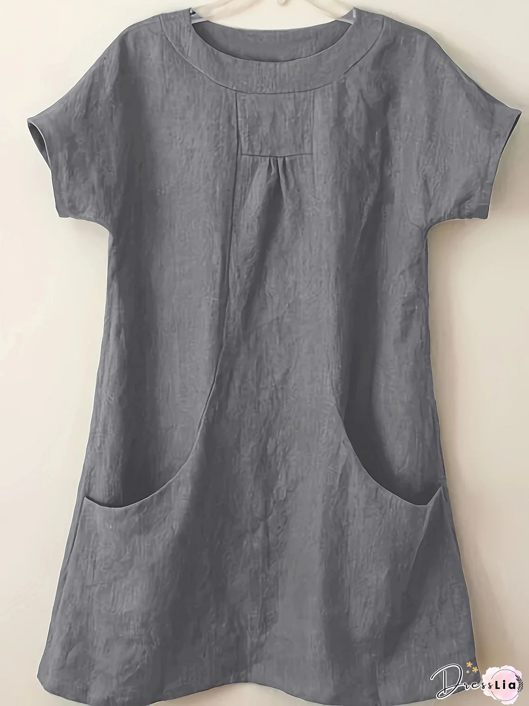 Short Sleeve Pockets Cotton-Blend Shirts & Tops Linen