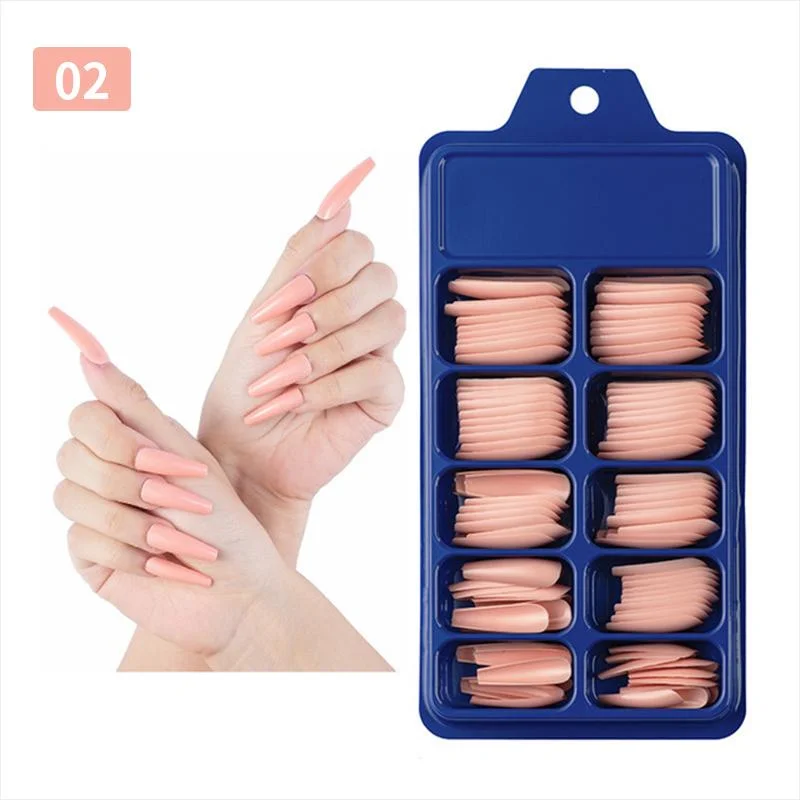 100Pcs Black White False Nail Tips Full Cover Acrylic Almond Coffin Candy Colorful Fake Nails Tip Manicure Extension Nail Tool-Nail Inspo