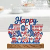Independence Day DIY Acrylic Diamond Painting Night Light for Adults Beginner Diamond Art Table Lamp with Wooden Base for Woman Man Desk Bedroom Tabletop Decor