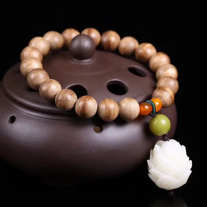 Sandalwood Bead Lotus Healing Bracelet