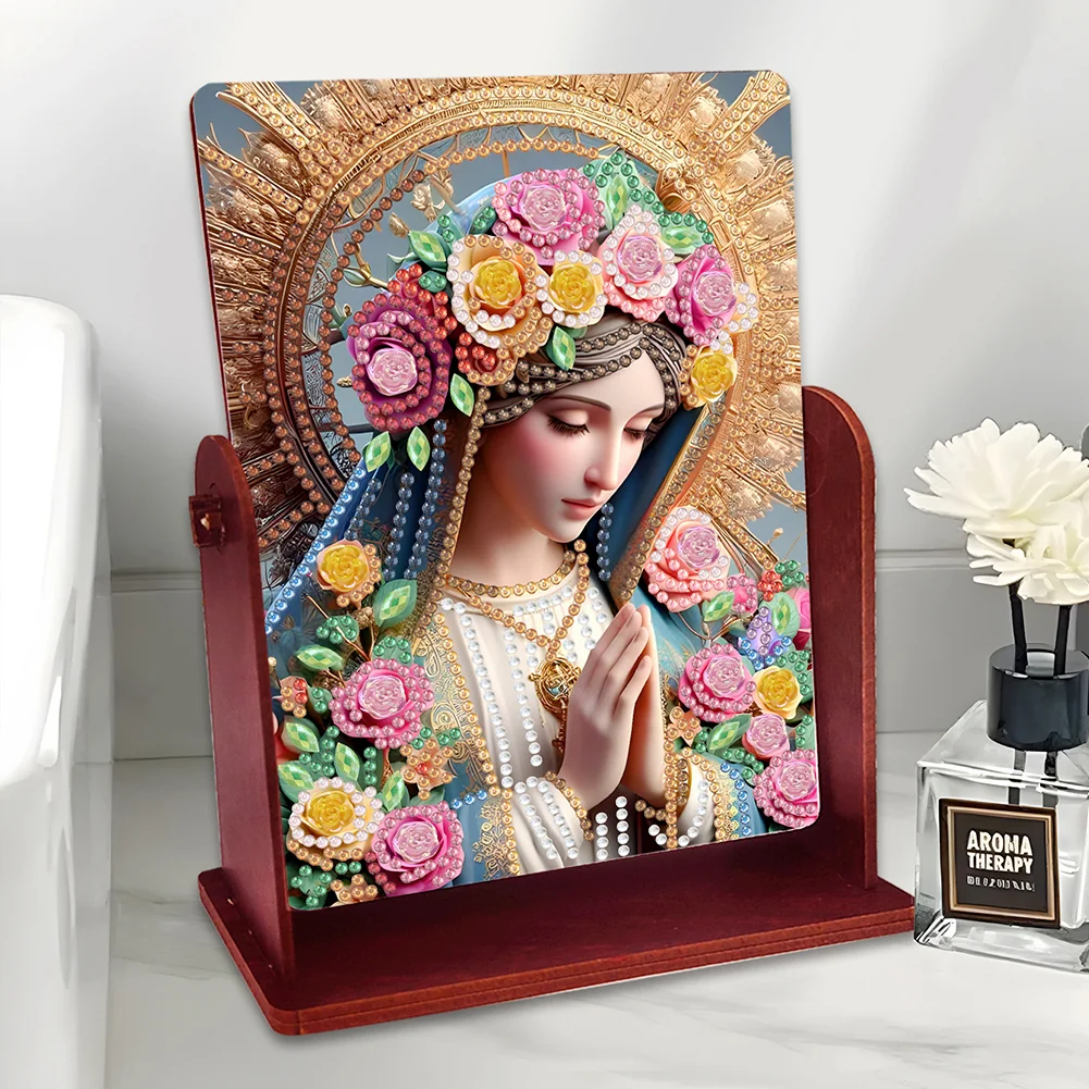 Praying Lady Special Shape Diamond Painting Mirror Table Top Diamond Mirror Kit