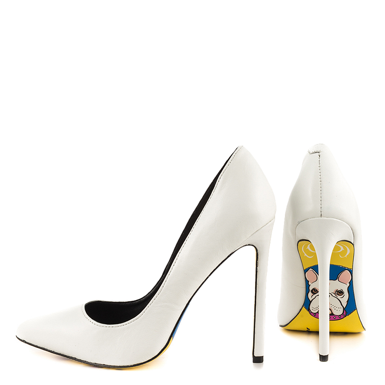 White Stiletto Heels Office Shoes Floral Heels Pumps |FSJ Shoes