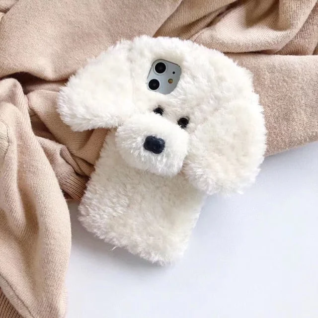 Teddy Dog Kawaii Fluffy Phone Case for IPhone SS2164