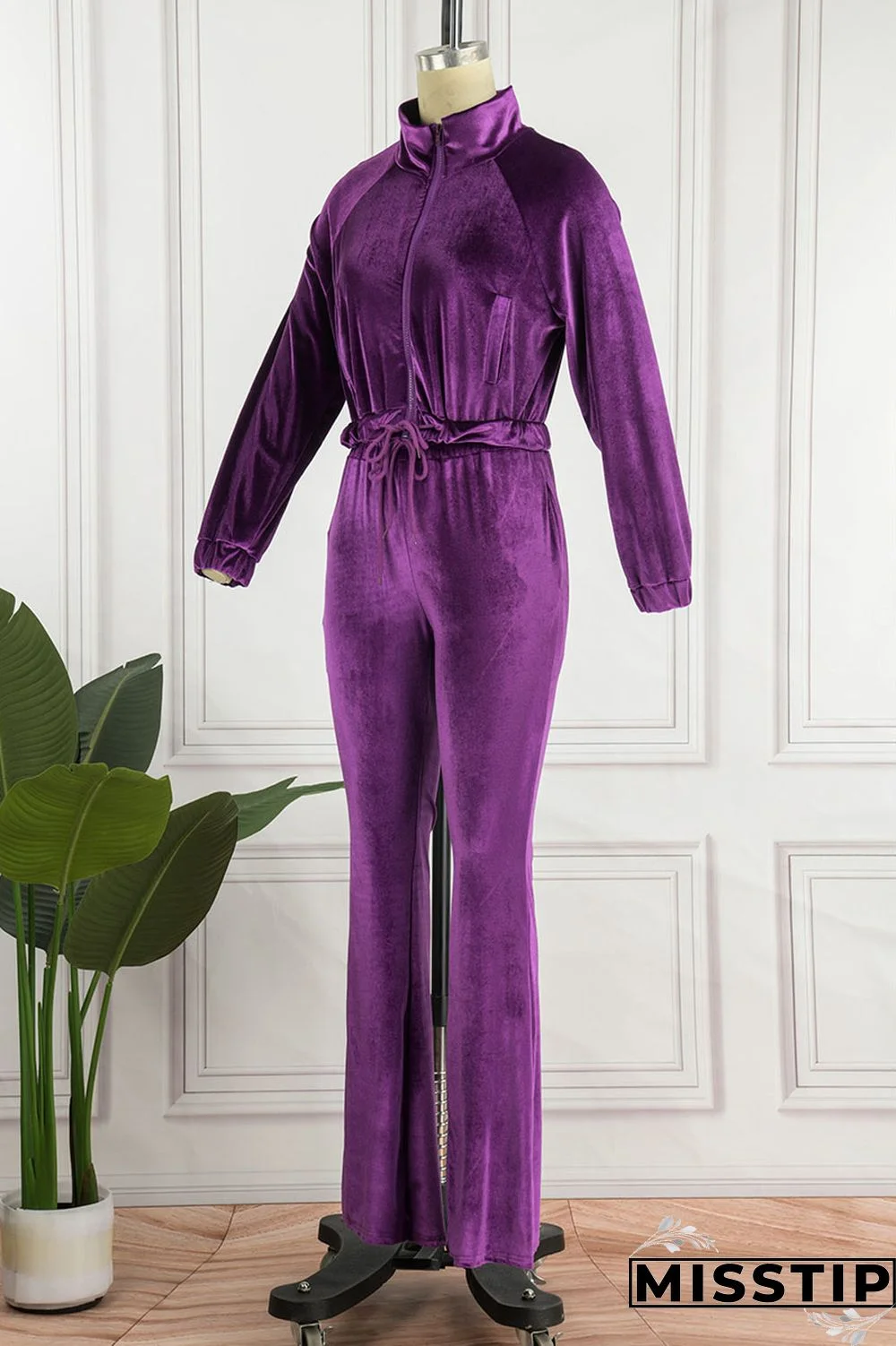 Rose Red Casual Solid Patchwork Zipper Hooded Collar Long Sleeve Two Pieces