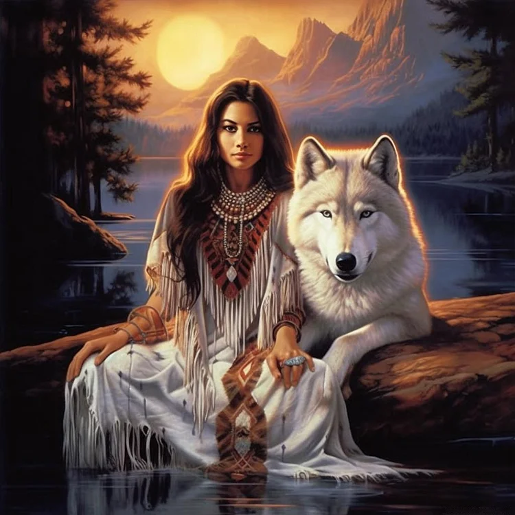 Beauty And The Wolf 30*30CM (Canvas) Full Round Drill Diamond Painting gbfke