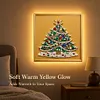 DIY Christmas Pearl Painting Lighted Wall Art ,Diamond Painting LED Picture with Inner Frame, Handmade Beaded Christmas Decor with Warm Glow Lights, Holiday Home Decoration Gift for Living Room Bedroom