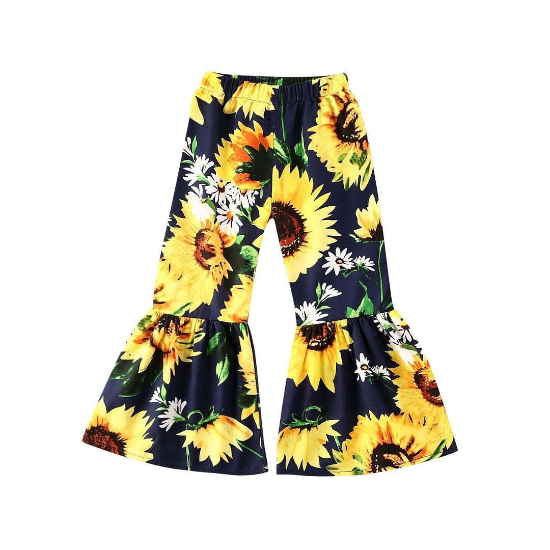2020 Baby Summer Clothing Infant Kids Baby Girls Flare Bottoms Long Sunflower Pants Cute Trousers