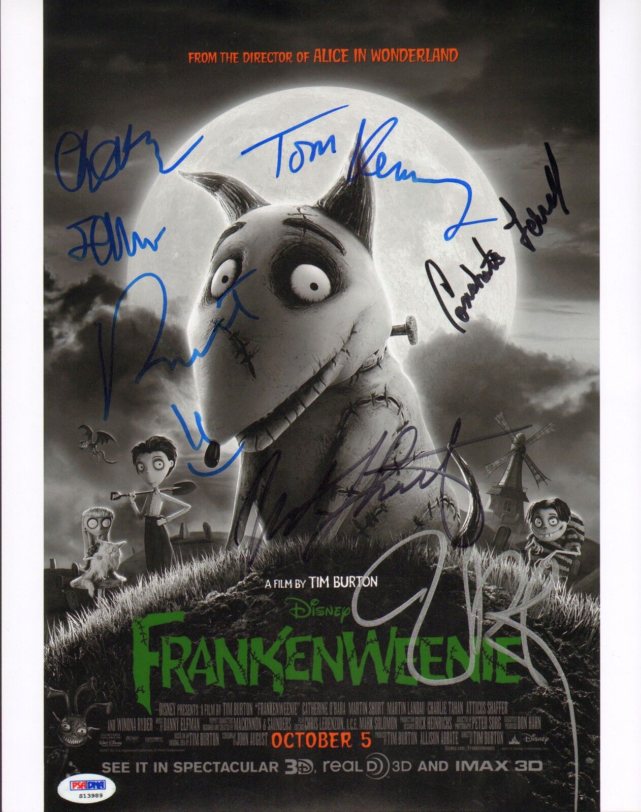 Tim Burton & Martin Short +4 Frankenweenie Cast Signed 11x14 Photo Poster painting PSA/DNA COA