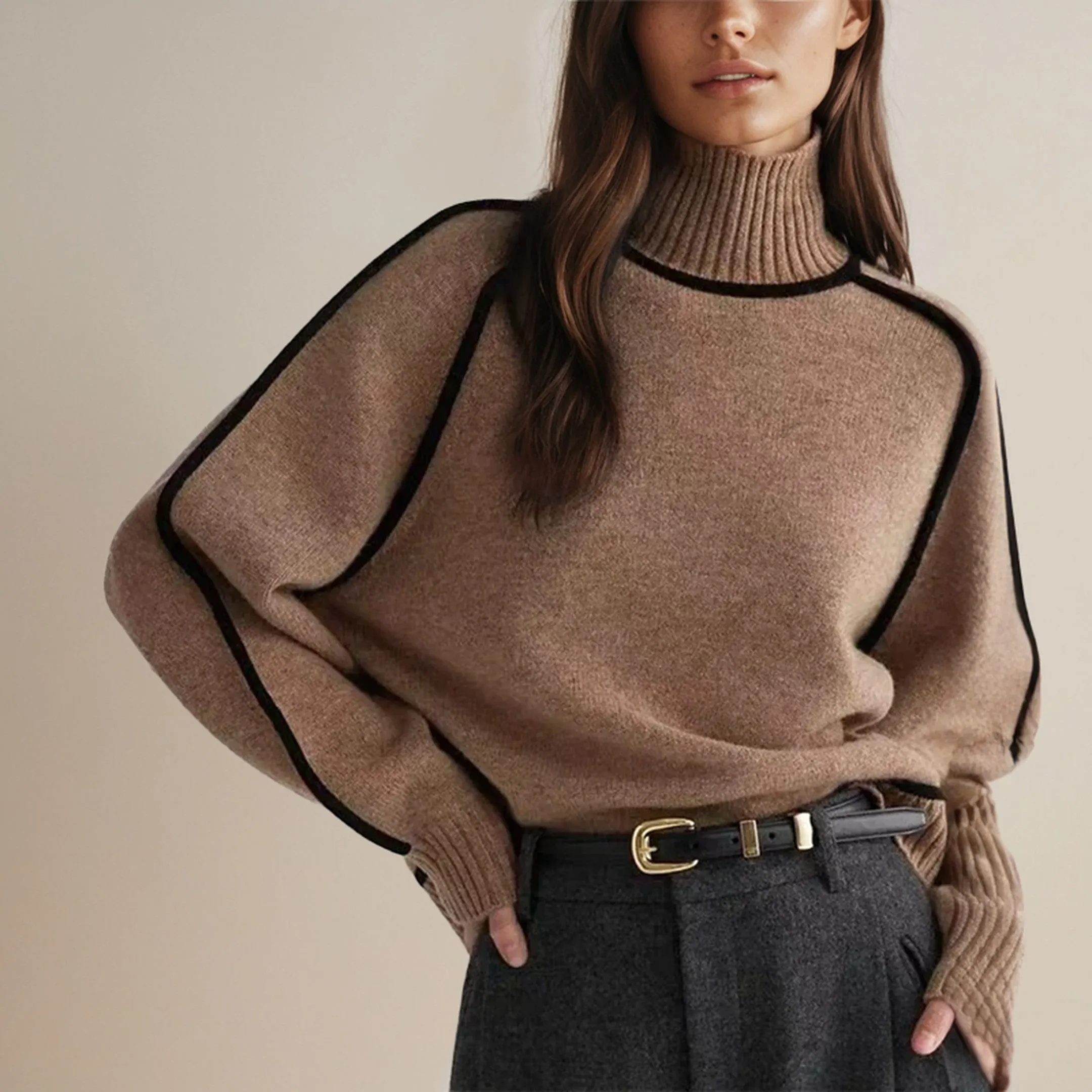 Women's Emilie Cashmere Turtleneck Jumper &ndash; Chainette Knit