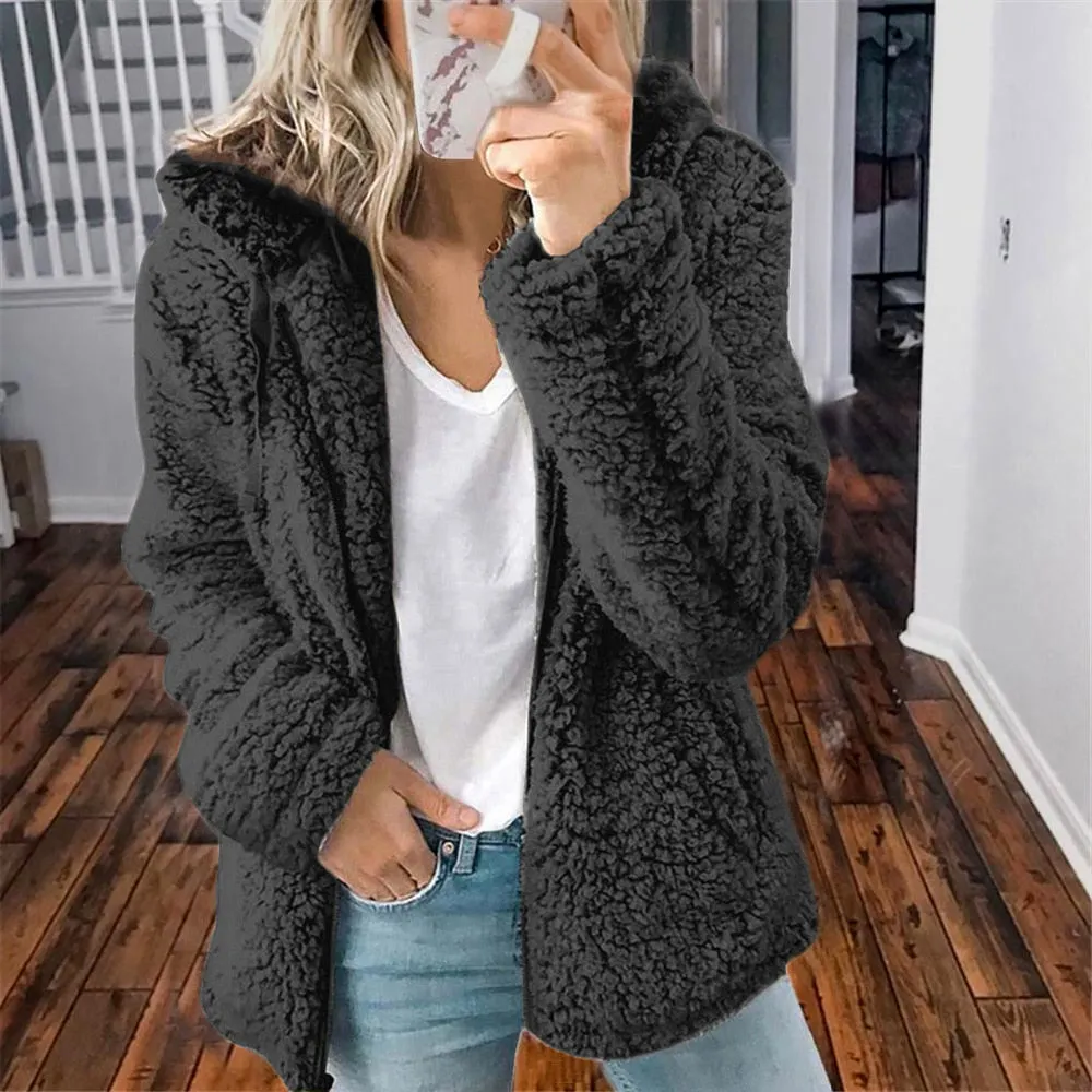 New style women's hooded woolen fleece autumn and winter jacket sweatshirt women  graphic hoodies