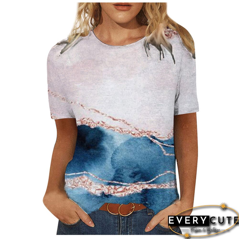 Women 3D Landscape Painting Positioning Sunflower Print T Shirt New Summer Vintage Casual Short Sleeve O-Neck Size Top