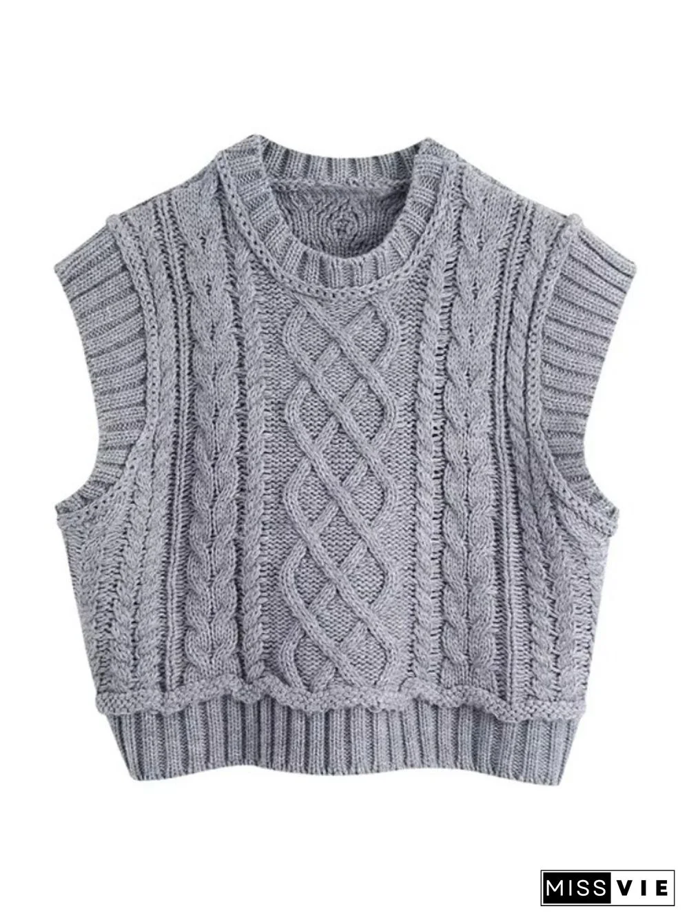 Fashion Knitted Vest Autumn Winter Slim Fit Short Top Temperament Commuter Pullover Sweater Female Vest Sweater Tops Vest Women