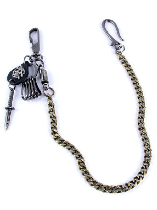 Punk Style Statement Skull Sword Pendant Chain