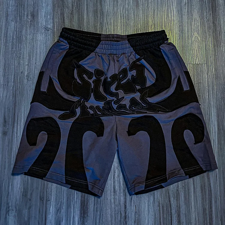 Vintage Street Patchwork Graphics Drawstring Shorts SOPULA