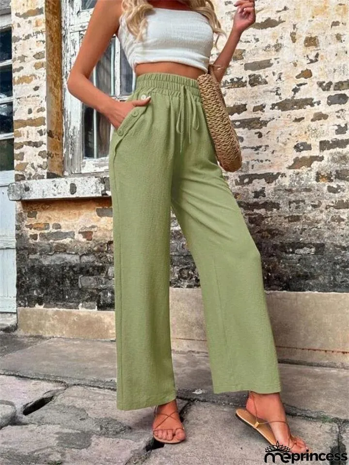 Ladies Stylish New High-rise Solid Casual Pants