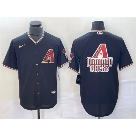 Men's Arizona Diamondbacks Black Team Big Logo Cool Base Stitched Baseball Jersey I4U0