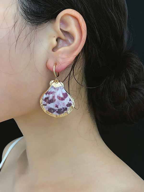 Creative Geometric Scallop Shell Pendant Earrings	