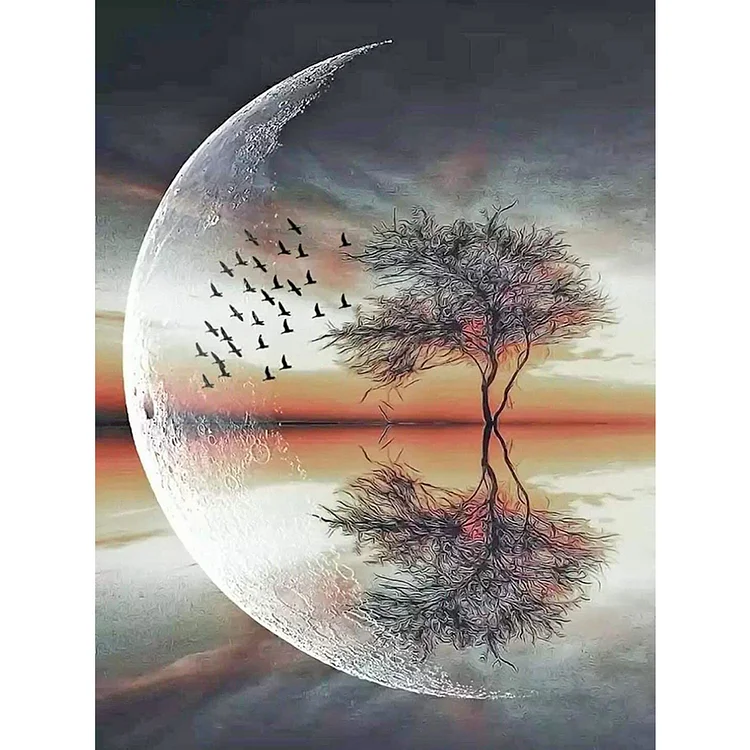 Moon And Tree - Printed Cross stitch 11CT 40*50CM