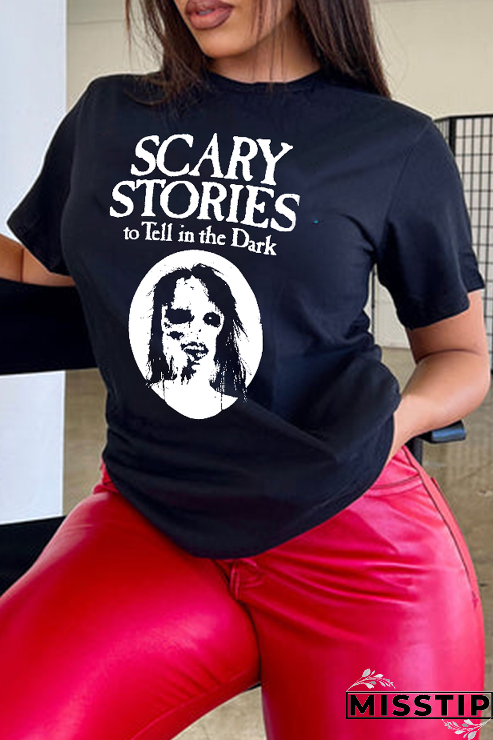 Black Casual Party Print Patchwork Letter O Neck T-Shirts