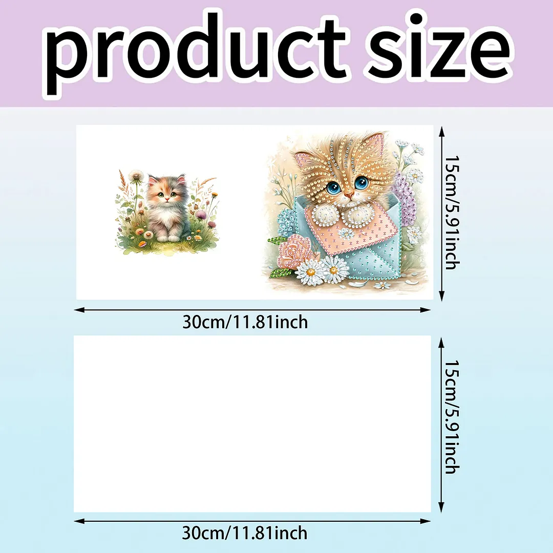 6pcs Cat And Flower Pattern DIY Diamond Painting Greeting Card Set with Envelope Diamond Painting Daily Wishing Cards for Birthdays Thanksgiving & Special Occasion