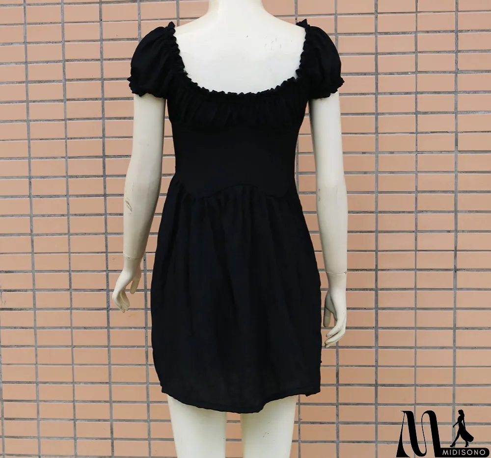 MidiSono - Summer Square High Waist Vintage Skater Dress