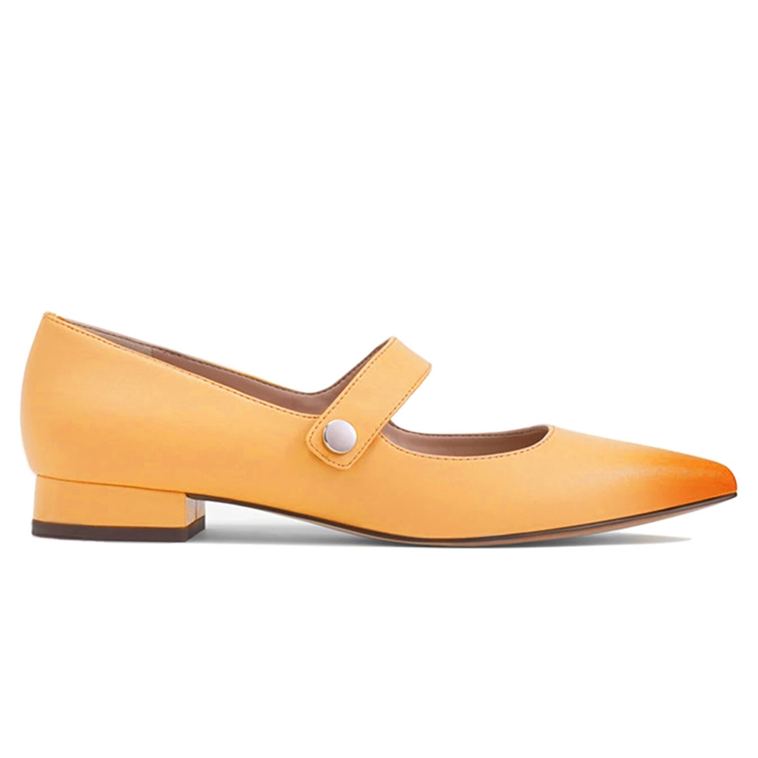 TAAFO Round Metal Buckle Low Heels Women's Flats Gradient Pointed Toe Mary Janes Japanese Style Ladies Shoes 