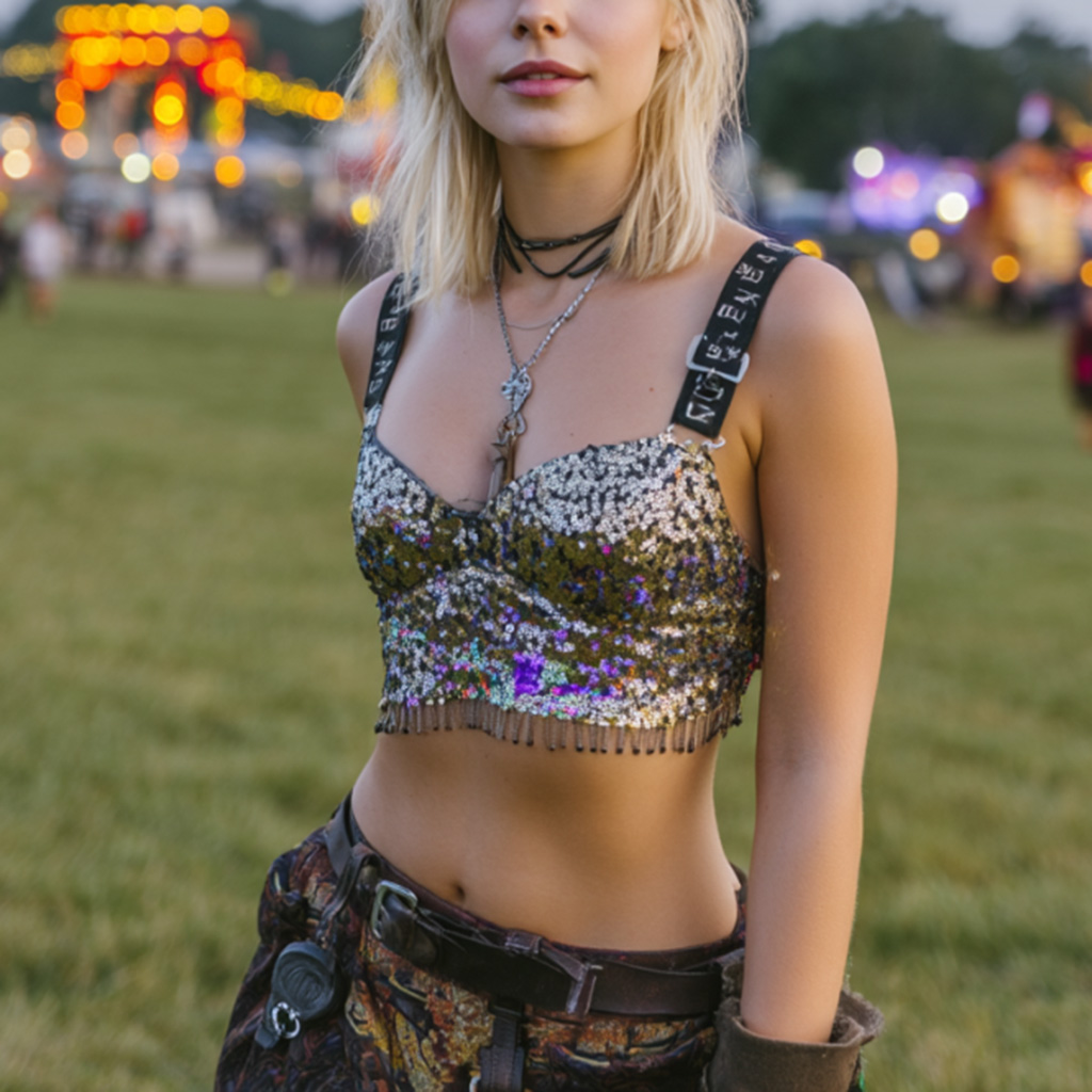 Festive Sequin Crop Top