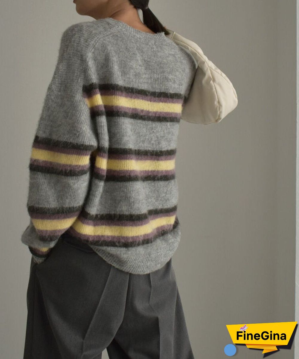 Retro Print Round Neck Sweater