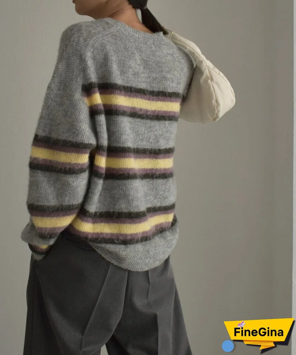 Retro Print Round Neck Sweater