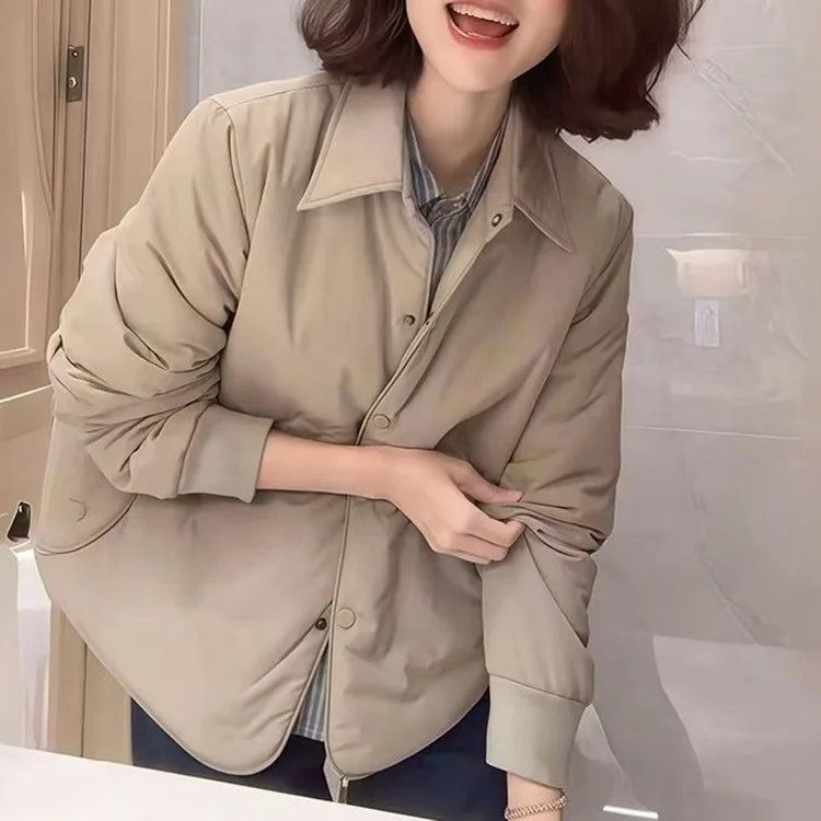 Athvotar Athvotar Collar Dark Buckle Cotton Coat Short Coat Women's Autumn And Winter New Loose Thin Cotton Coat Tide