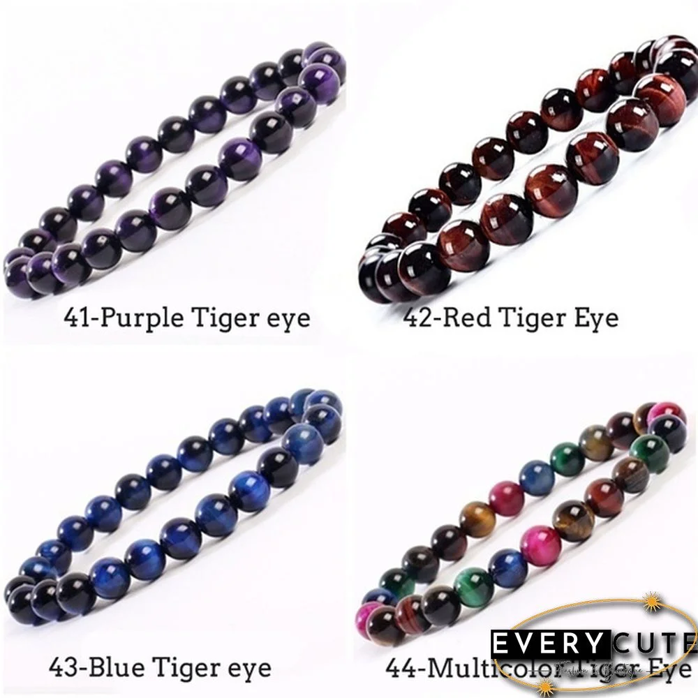 Natural Gemstone Round Beads 8mm Bracelets Apatite / Agate /amethyst /watermelon /Rose Quartz /Morgan Stone/malachite/Tiger Eye Fashion Bracelet 75 Styles