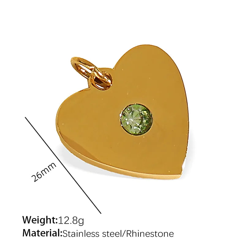 1 Piece 14.2*9.3mm 304 Stainless Steel Artificial Rhinestones 18K Gold Plated Moon Heart Shape Horseshoe Pendant Jewelry Accessories