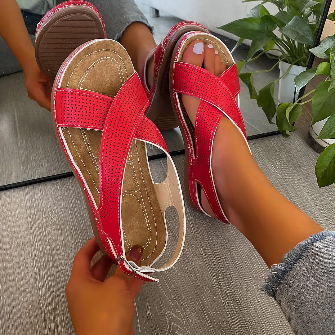 2021 Women Sandals  Breathable Comfort Shopping Ladies Walking Shoes Wedge Heels Summer Platform Sandal Shoes Mujer Plus Size 43