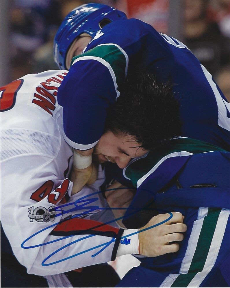 Vancouver Canucks Eric Gubrandson Fight Autographed Signed 8x10 Photo Poster painting COA B