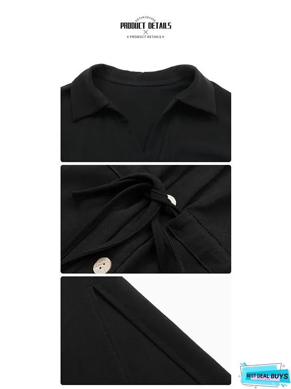 Women's Lapel Button Shirt Dress 04464349YM