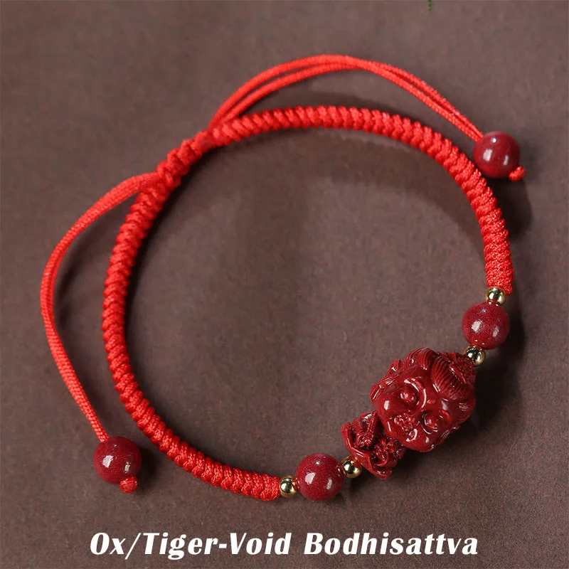 Blessing Chinese Zodiac Natal Buddha Cinnabar Amulet String Bracelet