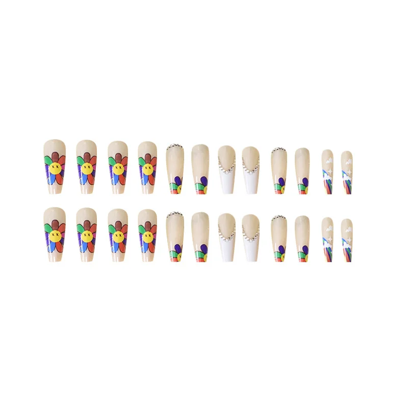 Churchf Churchf Armor, Colorful Sunflower Belt, Stars, Clouds, Rainbow, Fake Nail Box With Long Ballet Armor