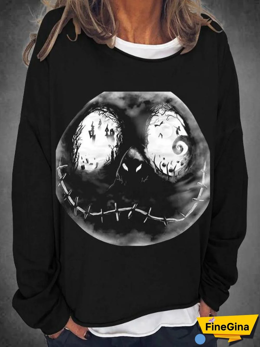 Halloween Spooky Pattern Women Leisure Tops