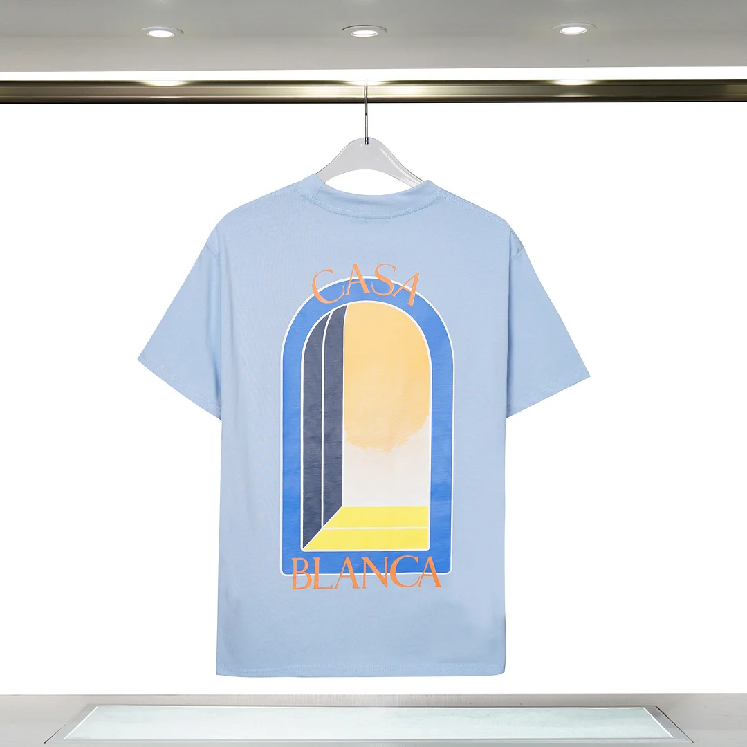 Unisex Classical Casablanca Rainbow Gate Letter Print Short Sleeve T-Shirt