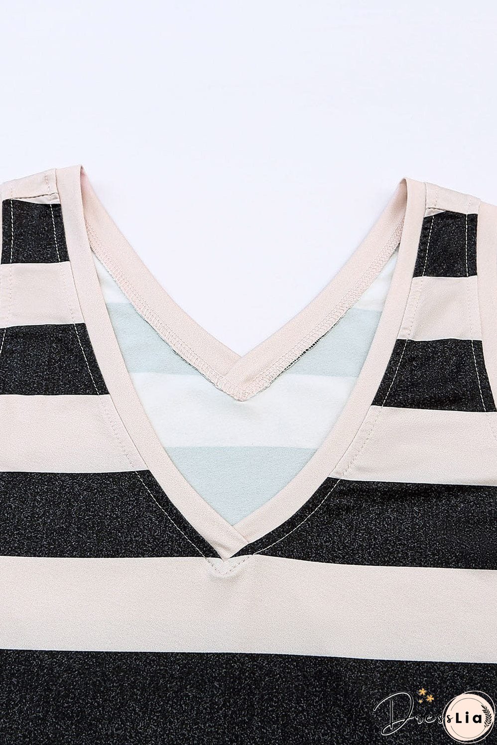 Cozy Striped Sleeveless V Neck Tank Top