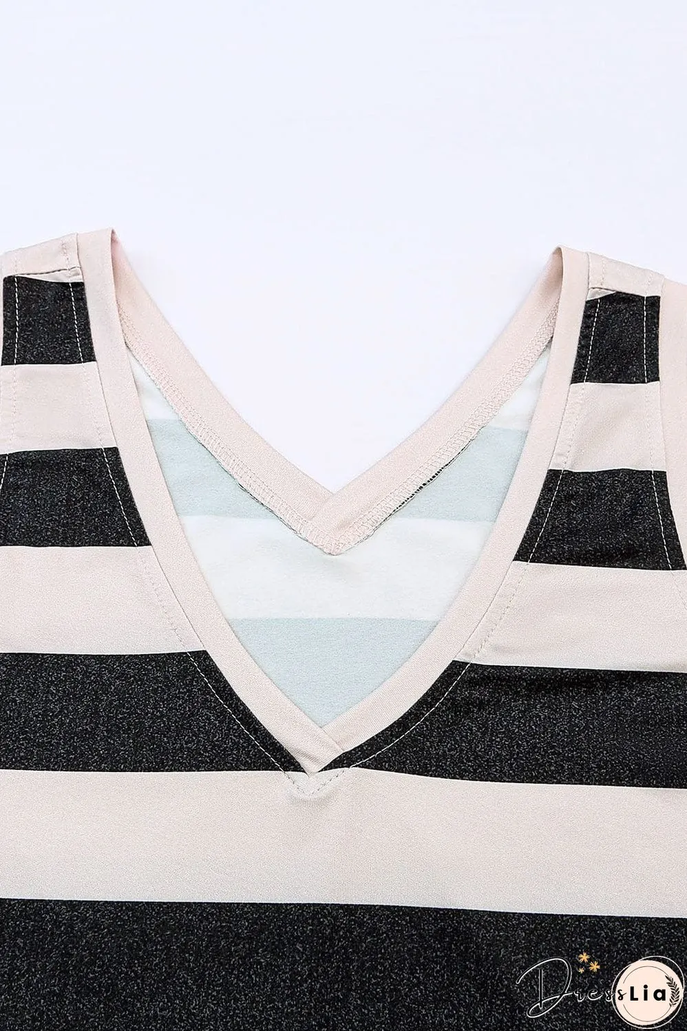 Cozy Striped Sleeveless V Neck Tank Top