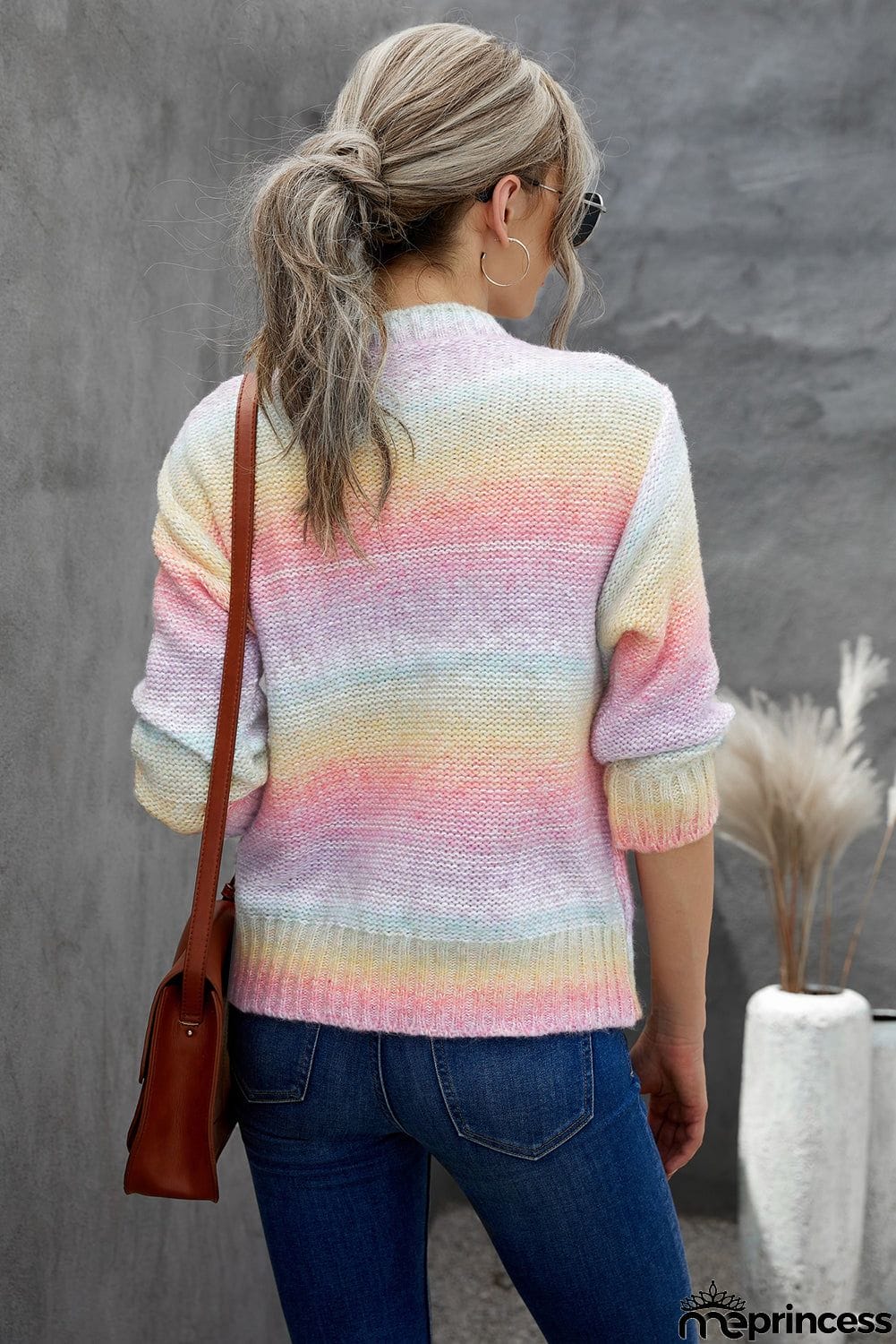 Cable Knit Tie-dye Wool Sweater