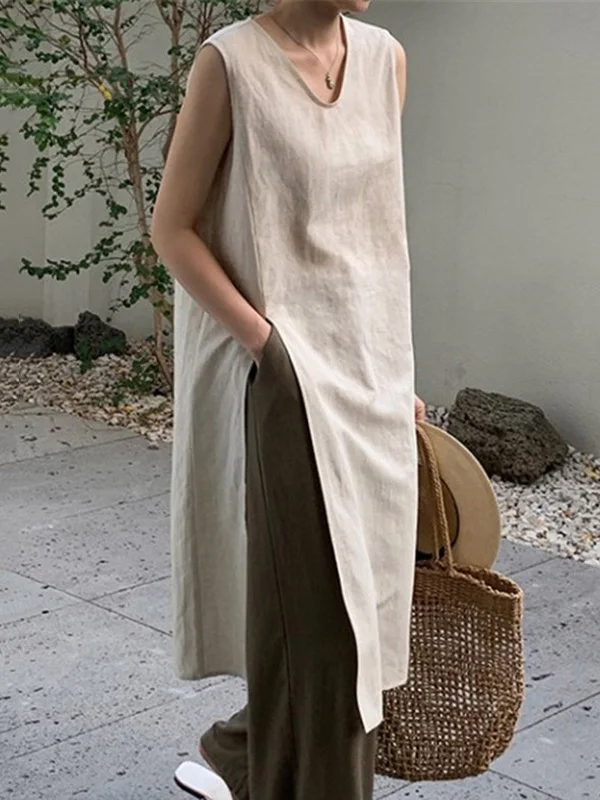 Stylish Skinny Sleeveless Mesh Split-Joint Solid Color High-Neck Vest Top