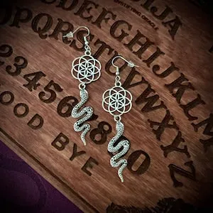 pornhint Pornhint Silver Lilith Snake Earrings Goth - Nature - Pagan - Witchy - Warrior - Nature -Hypoallergenic