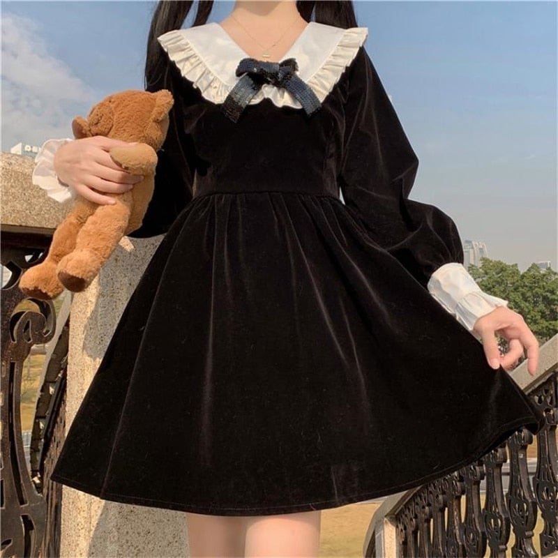 Gothic Catarina Black Velvet Dark Lolita Dress Novameme