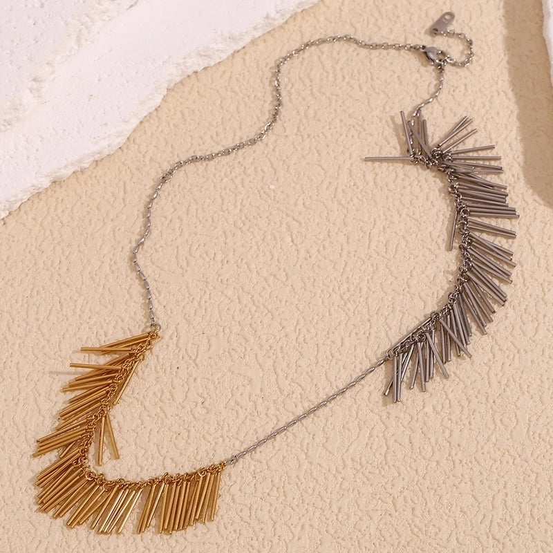 Casual Minimalist Geometric 304 Stainless Steel Titanium Steel 18K Gold Plated Tassel Necklace