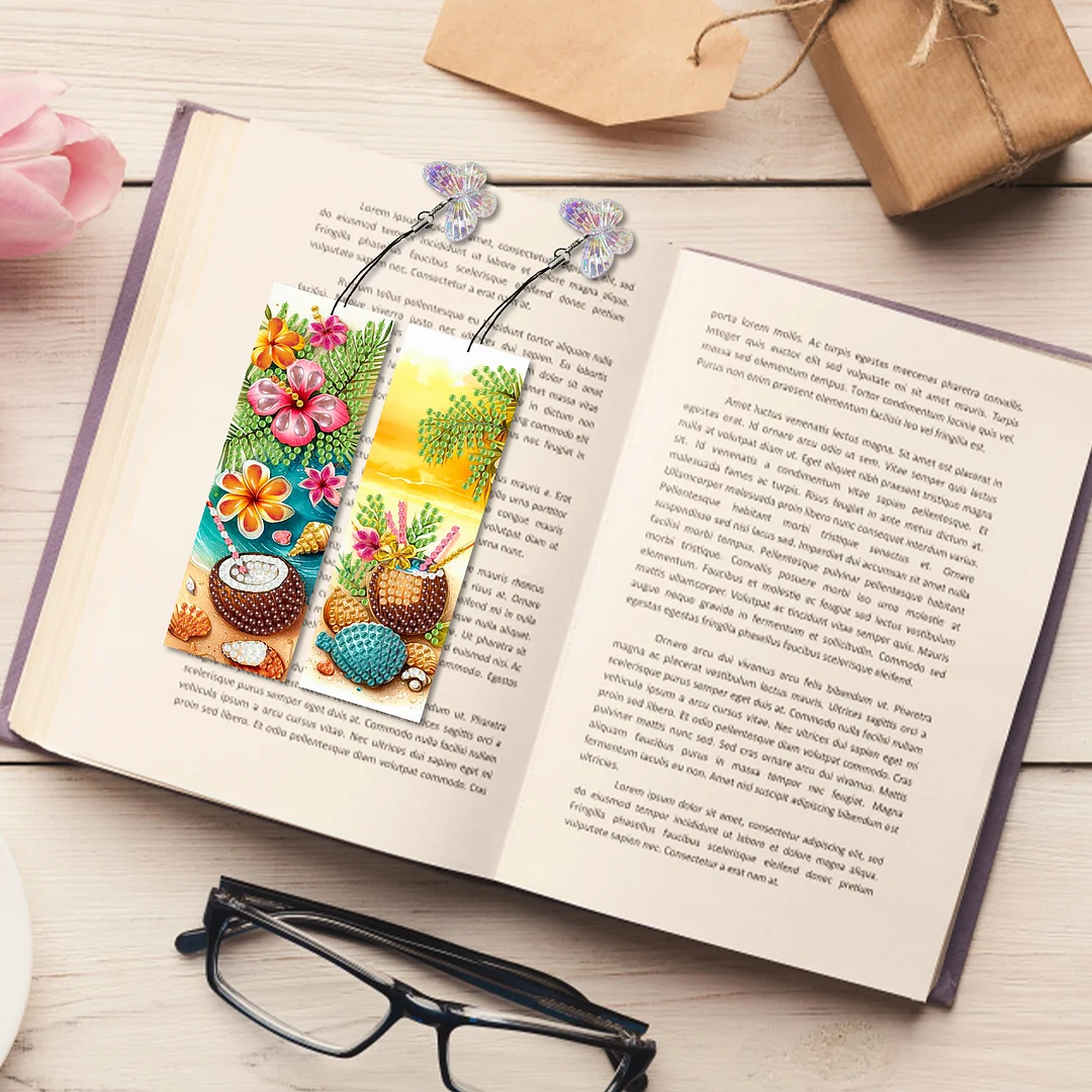 12Pcs Summer Beach DIY Diamond Art Painting Bookmark for Reading Enthusiasts